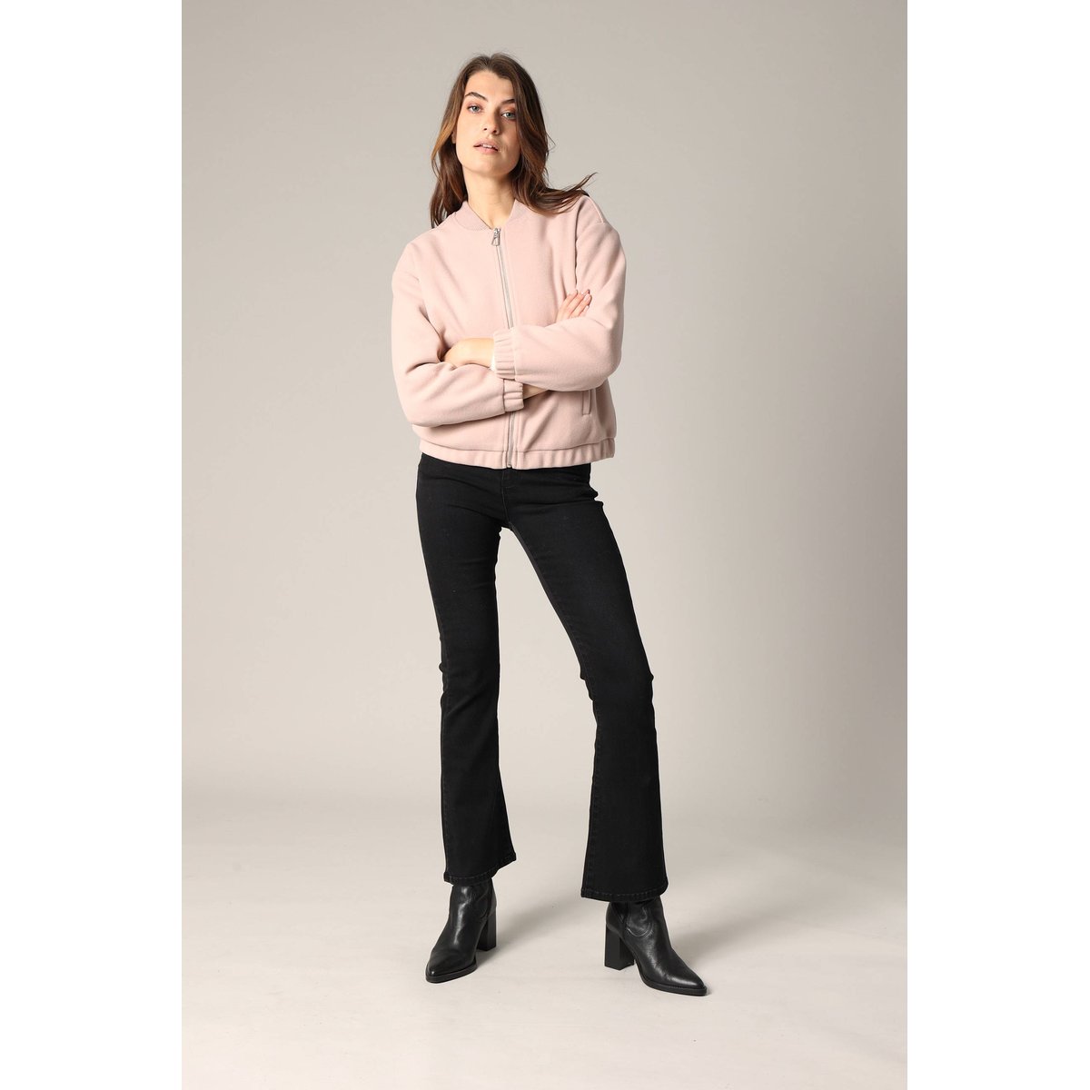 Veste style bomber en tissu doux BERDYA rose clair, DEELUXE