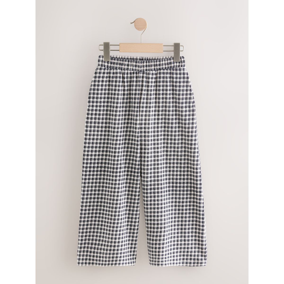Pantalon large texturé motif vichy noir et blanc, NEXT