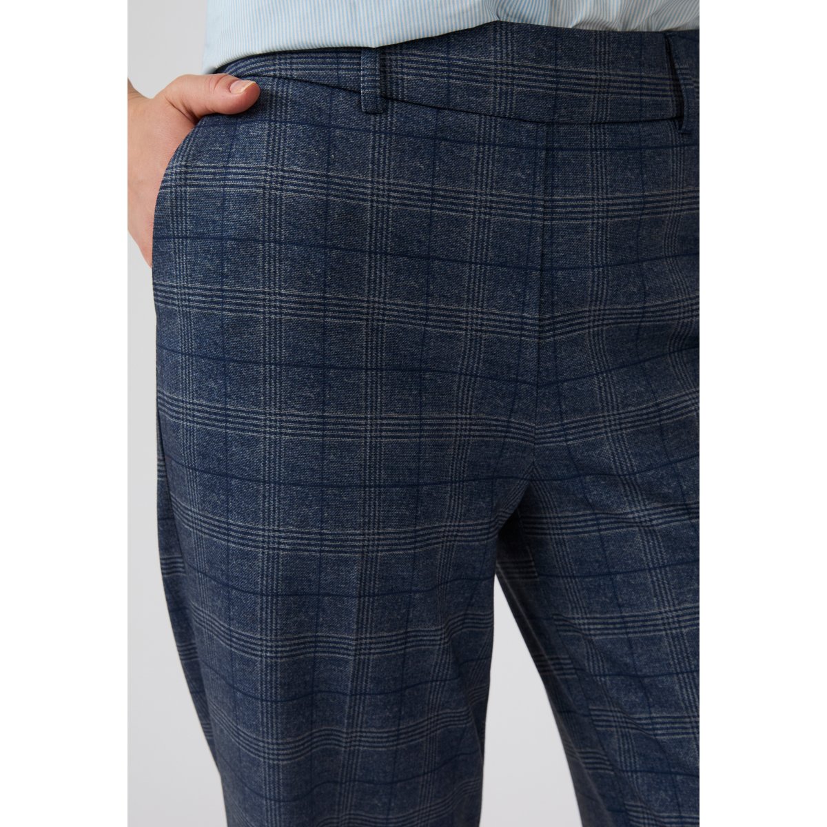 Pantalon large enfilable maille jacquard gris carreaux, DAMART