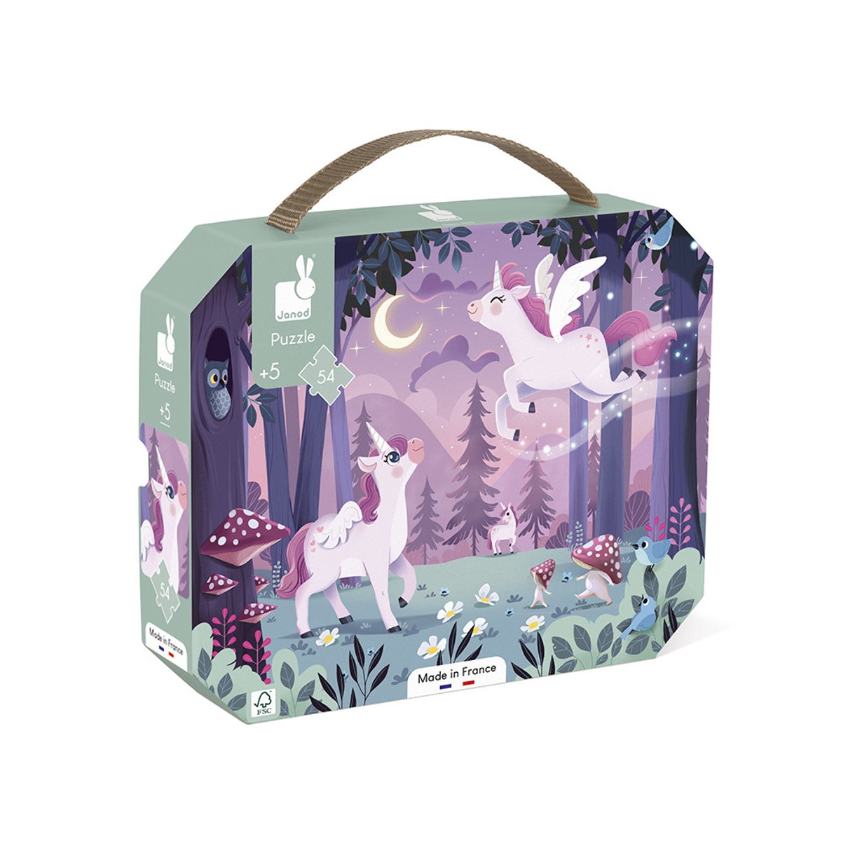 Puzzle 54 Pcs Licornes violet, JANOD
