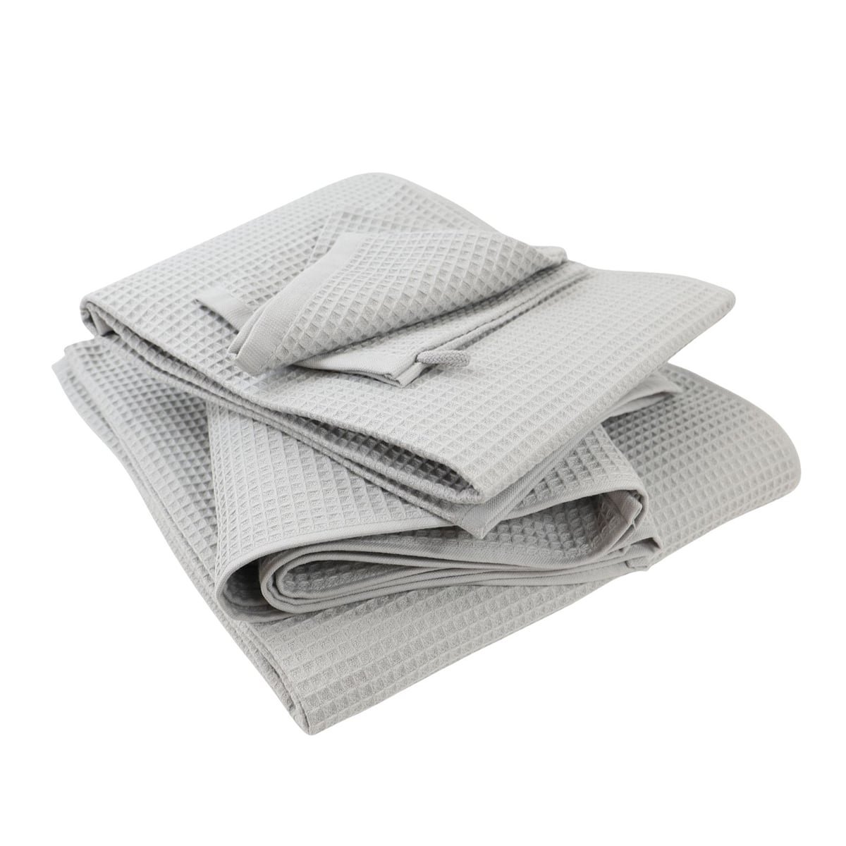 Serviette de toilette coton nid d'abeille EDEN gris, LINANDELLE