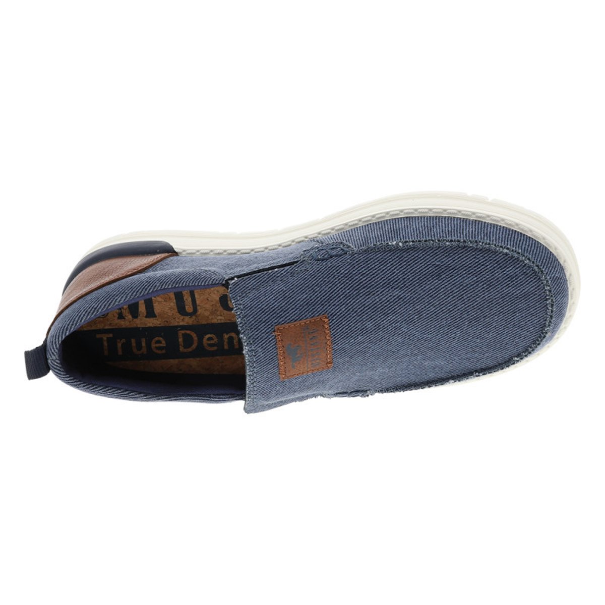 Baskets bleu marine à talon plat avec une fermeture à slip-on bleu foncé, MUSTANG