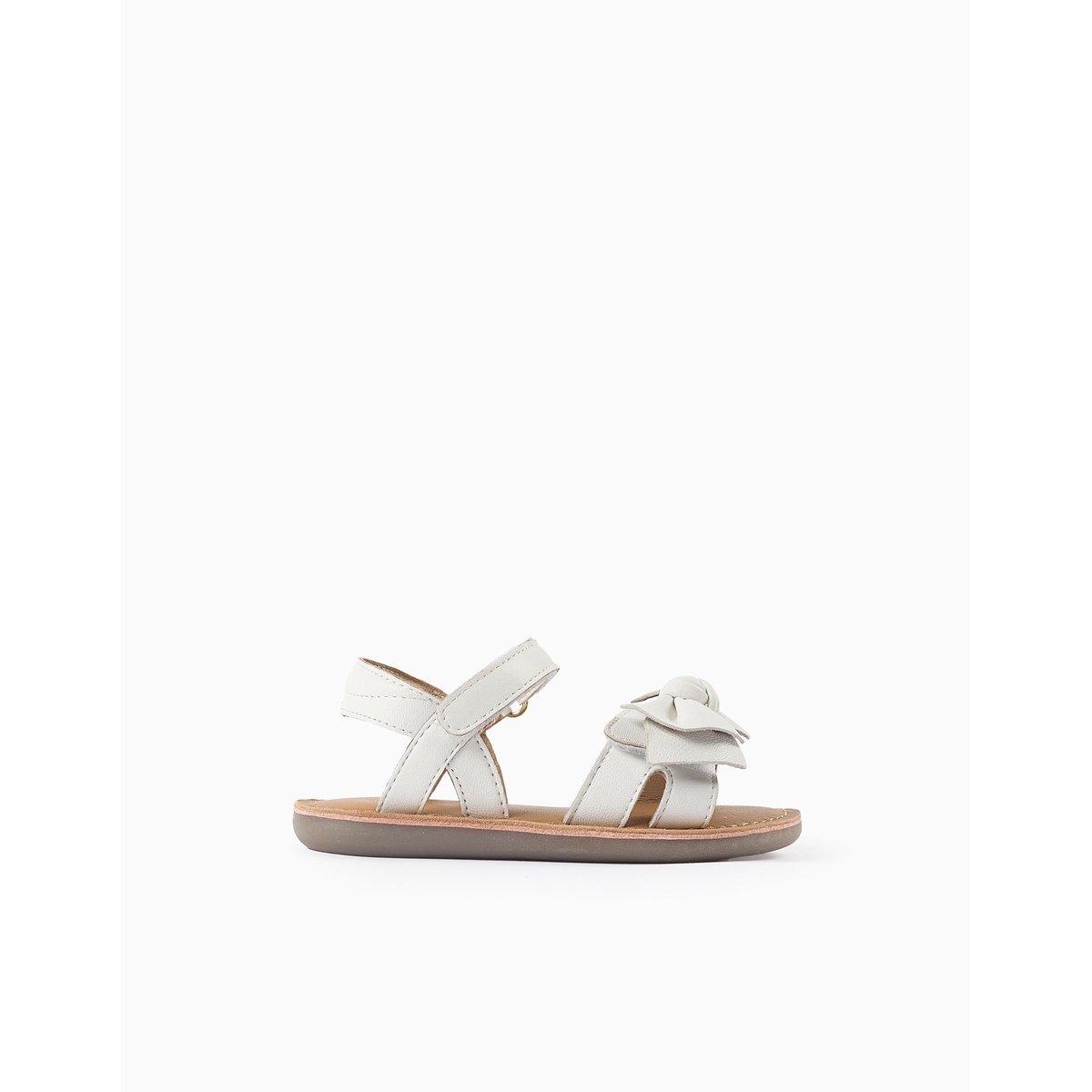 Sandales en cuir avec nœud décoratif blanc, ZIPPY
