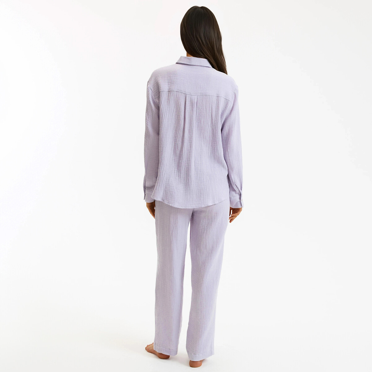 Pigiama in garza di cotone, firmato MARGOT lilla, LA REDOUTE COLLECTIONS