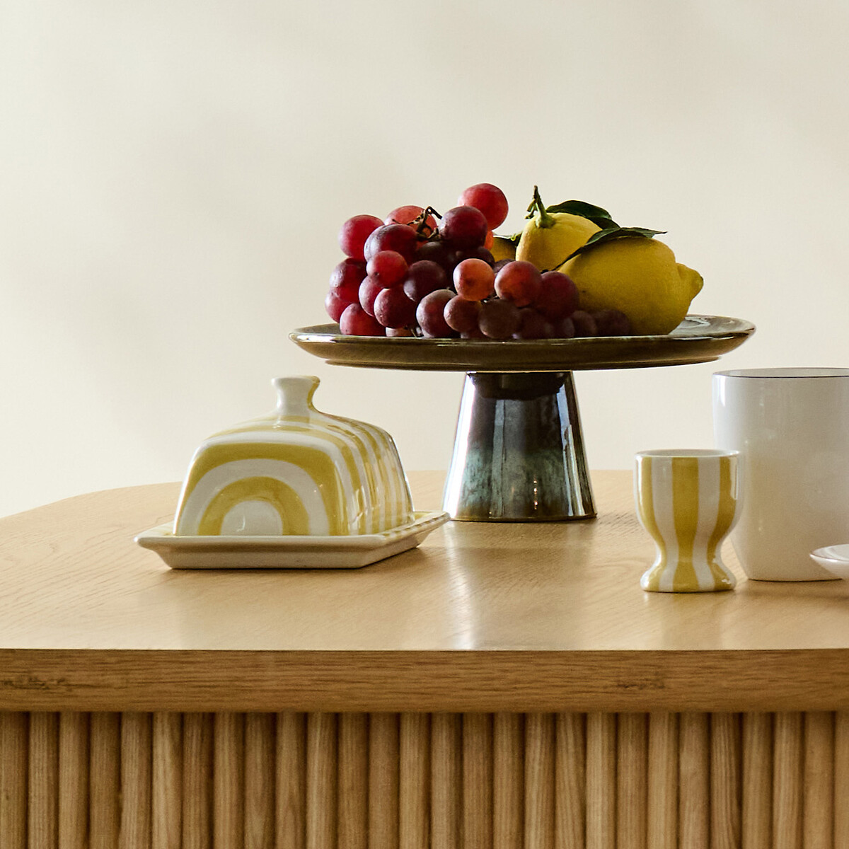 Darcy Dolomite Butter Dish yellow, LA REDOUTE INTERIEURS