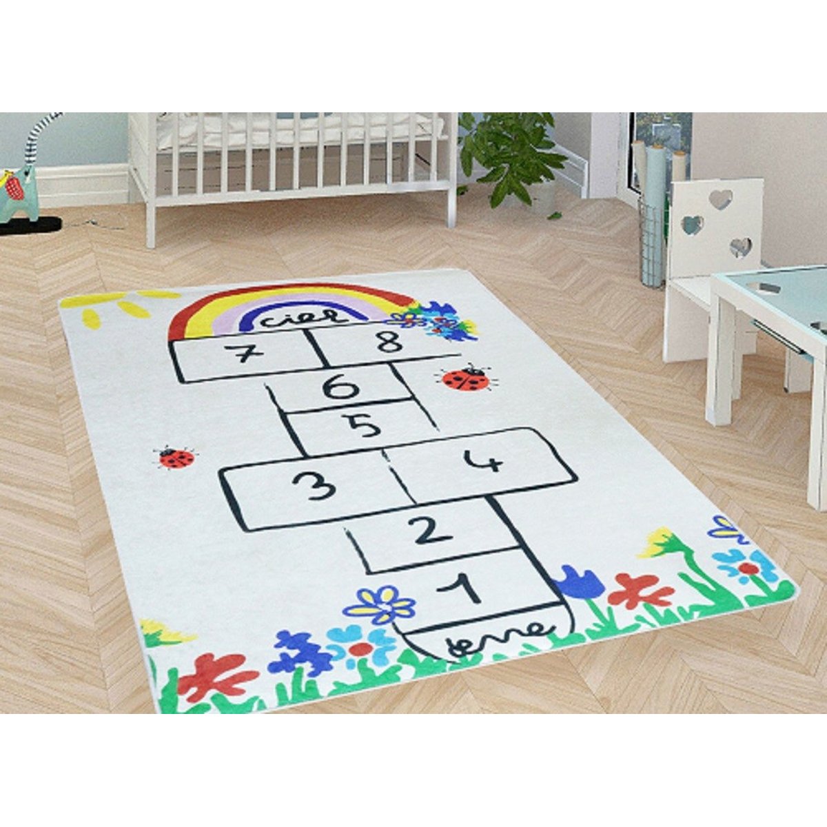 Tapis chambre enfant Marelle Beige beige, EDEN