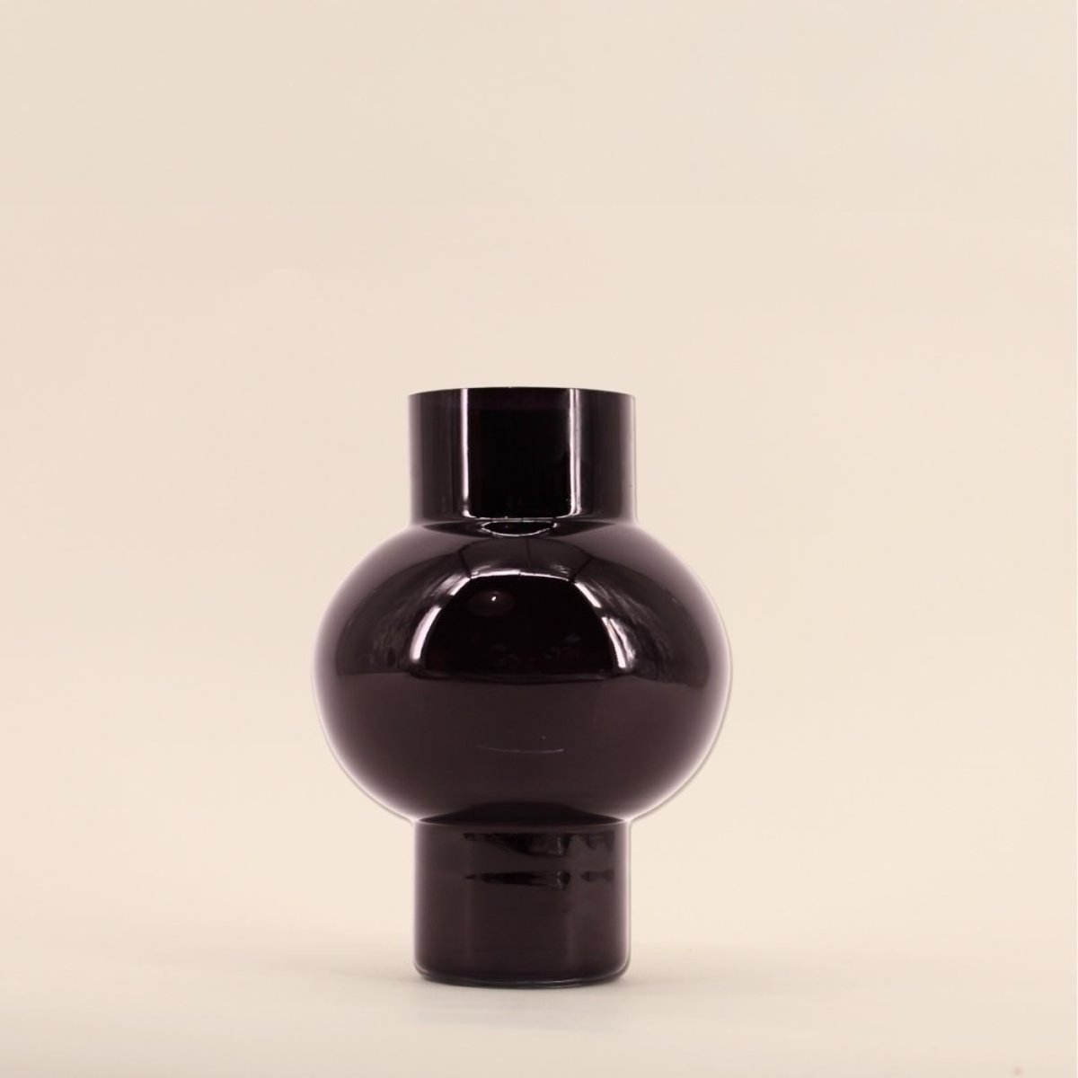 Vase boule talon en verre, H21cm noir, DECOSTAR