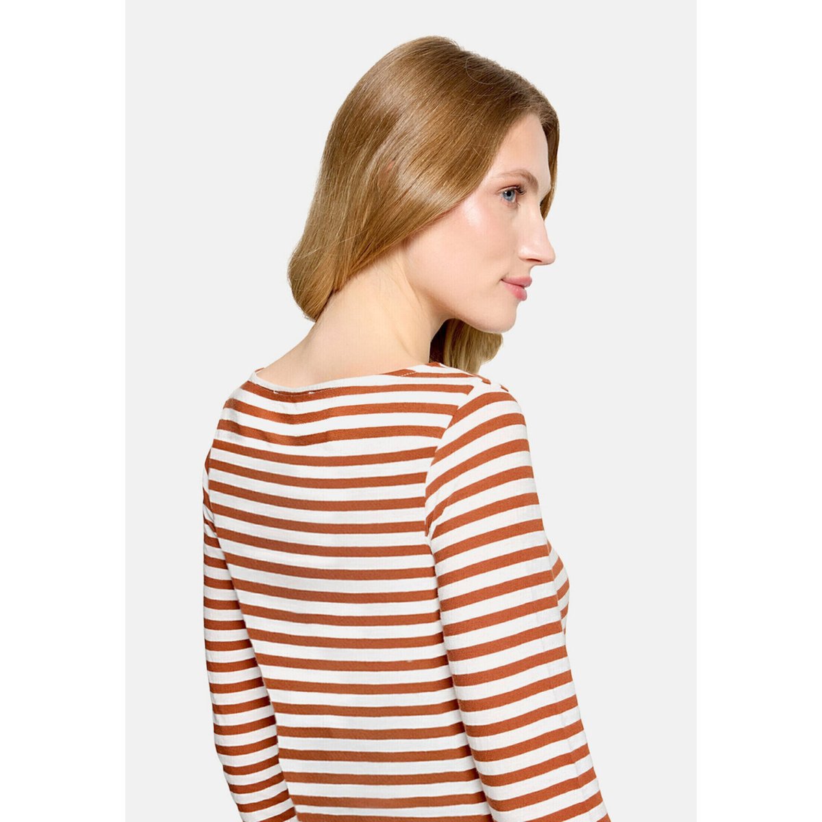 T-shirt à rainures à encolure bateau brown/cream, BETTY & CO