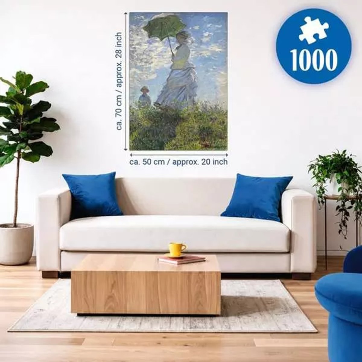 Puzzle Femme à l'ombrelle Claude Monet 1000 pcs blanc, RAVENSBURGER