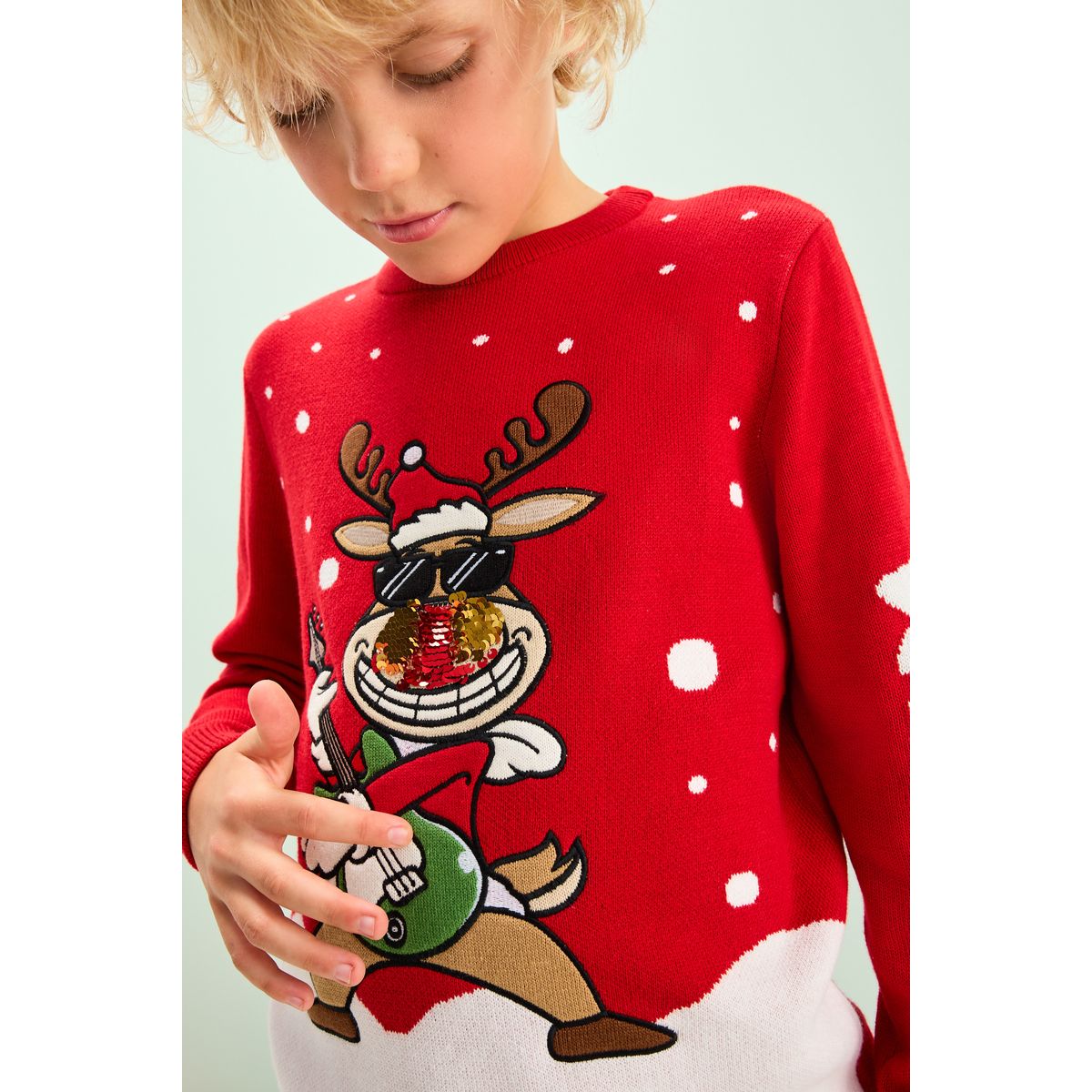 Pull de noël renne rouge, NEXT