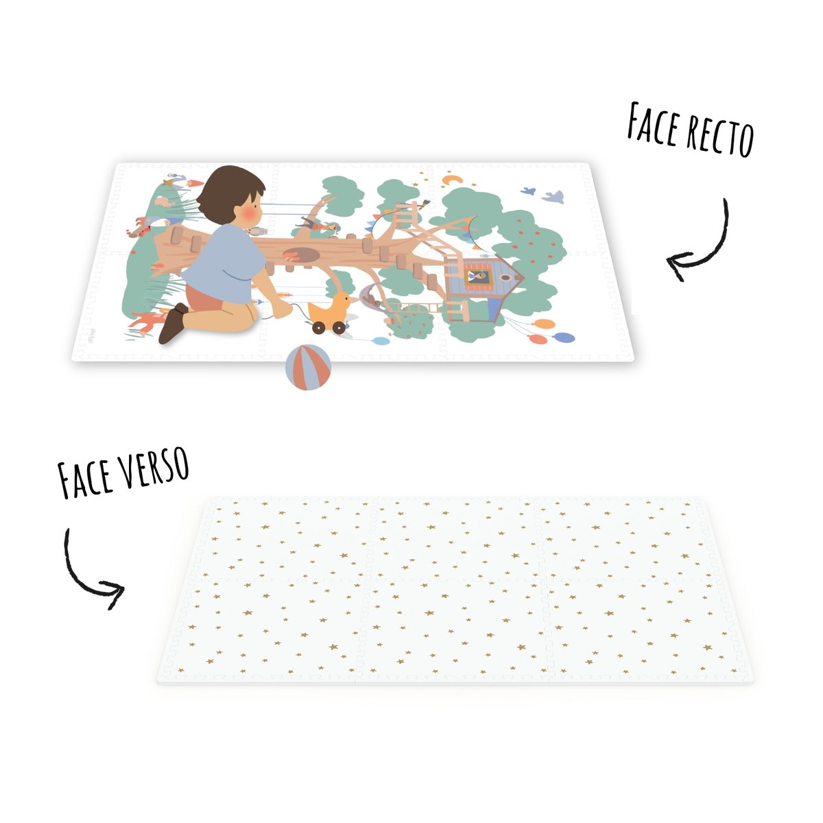 play&go - tapis puzzel, boîte de rangement & mini maison - treehouse multicolor, PLAY ET GO