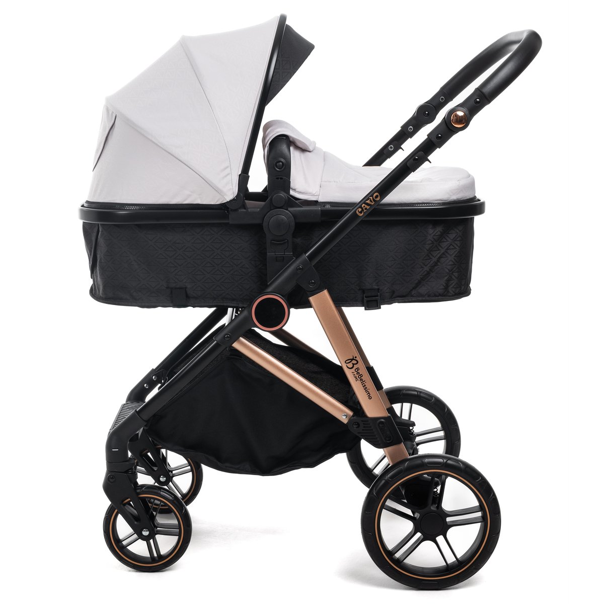 Poussette combinée trio 3 en 1 - siège auto 0+ CAVO – nacelle – dès la naissance – jusqu’à 22kg - beige couleur unique, BEBELISSIMO J'AIME