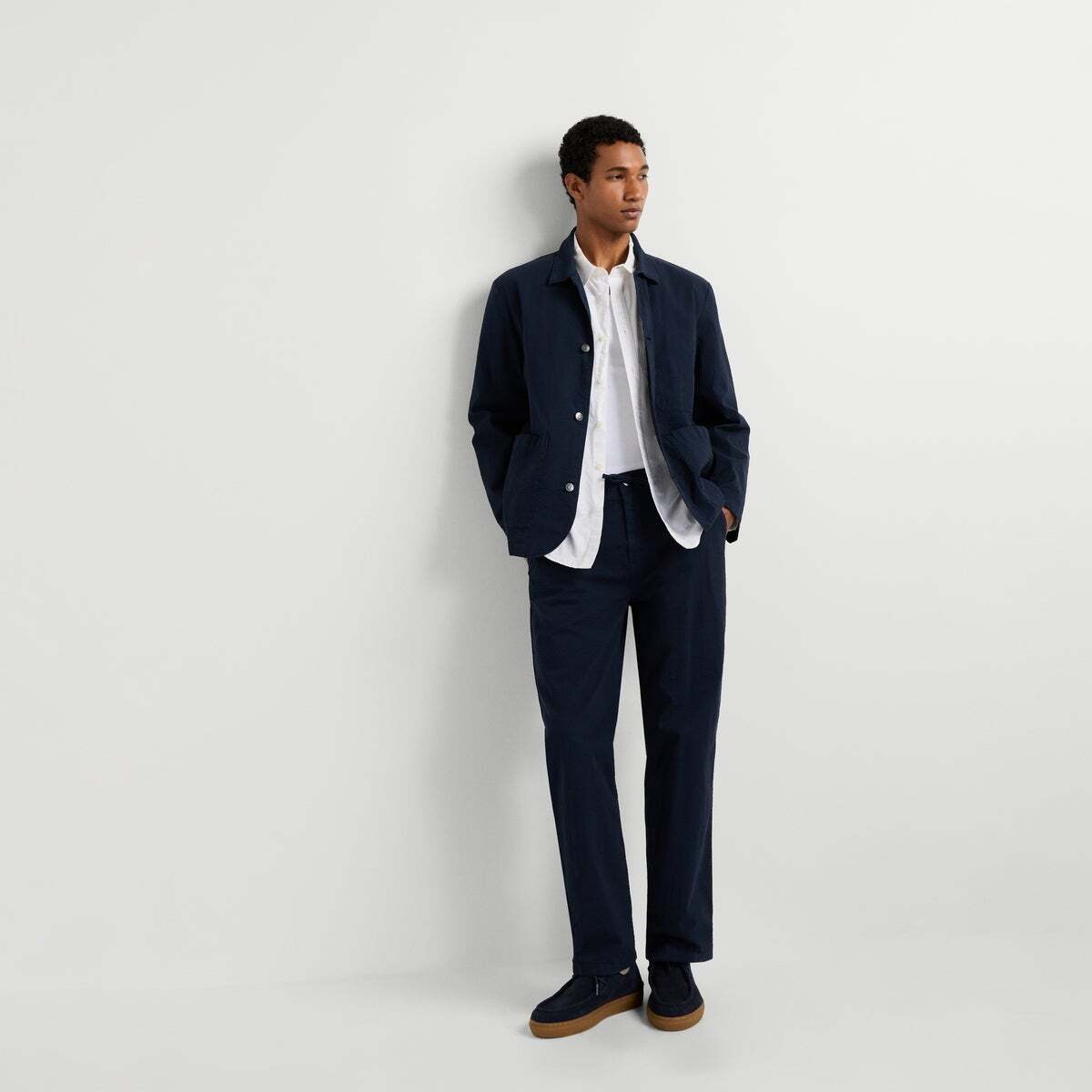 Pantalon Chino Seersucker Coupe Décontractée bleu mer profonde, PEPE JEANS