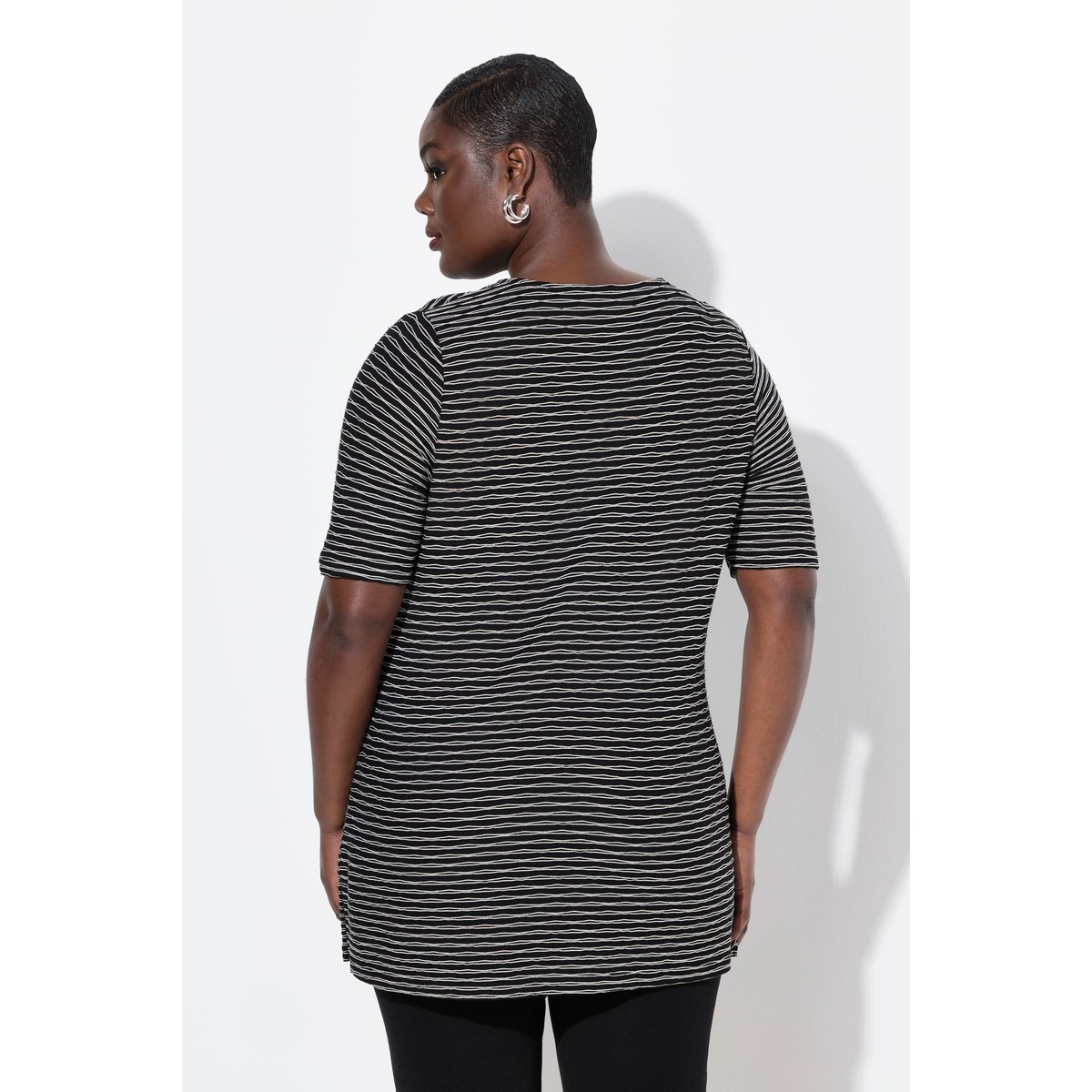 T-shirt col rond et manches courtes noir, ULLA POPKEN
