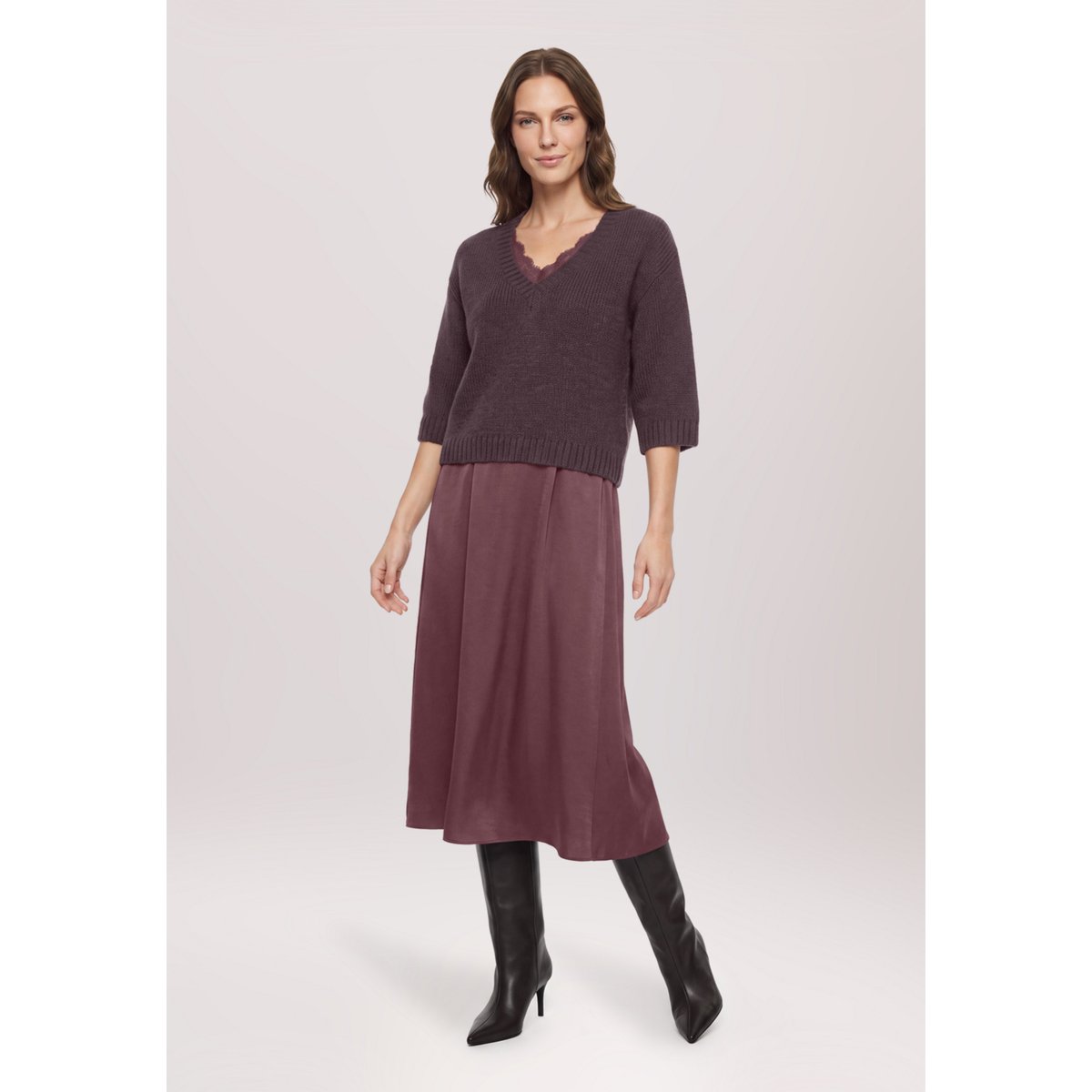 Robe casual deux-pièces dark maroon, VERA MONT