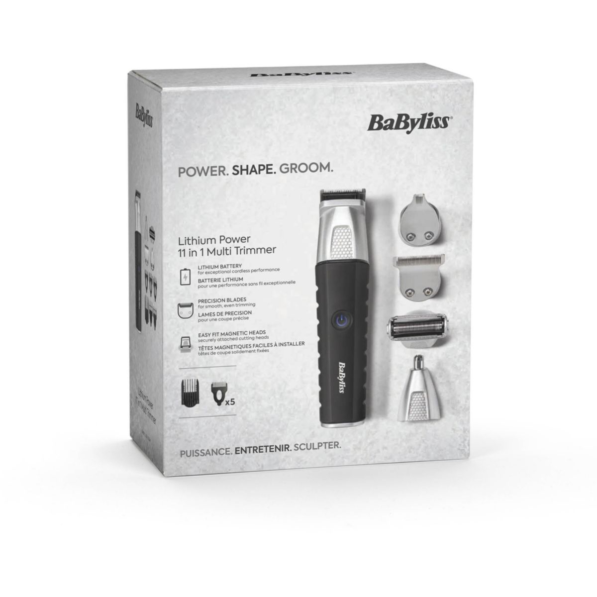 Tondeuse multi usages 11 en 1 MT812E, 4 hauteurs de coupe, précision 0,5 mm, autonomie 240 mn couleur unique, BABYLISS