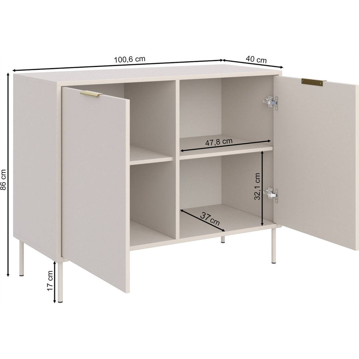 Commode 2 portes minimaliste collection VENA cachemire, RECOLLECTION