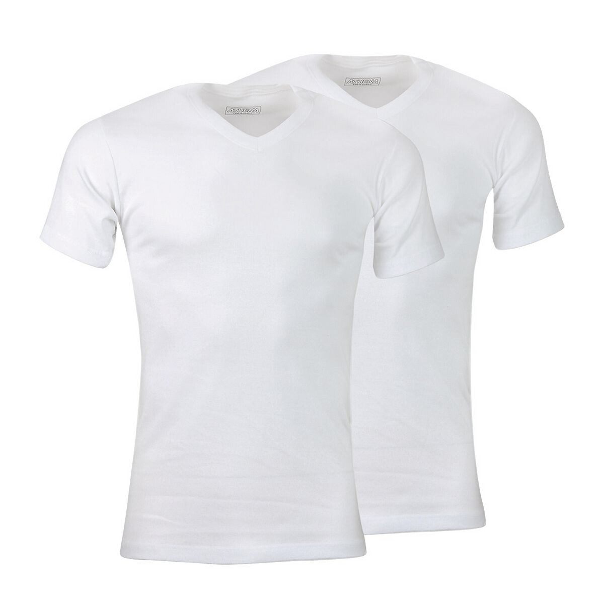 Pack of 2 T-Shirts in Cotton with V-Neck white/white, ATHENA