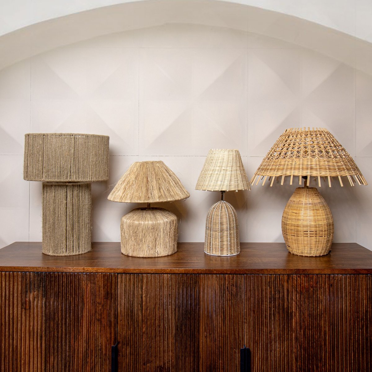 Lampe à poser en rotin, JOYCE naturel, NOW'S HOME