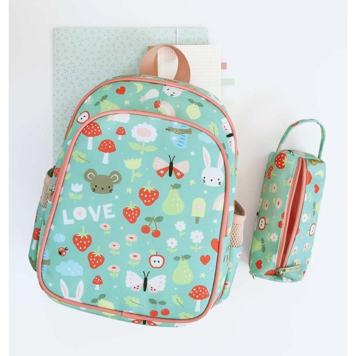 Trousse scolaire enfant avec poignée bleu joie, A LITTLE LOVELY COMPANY