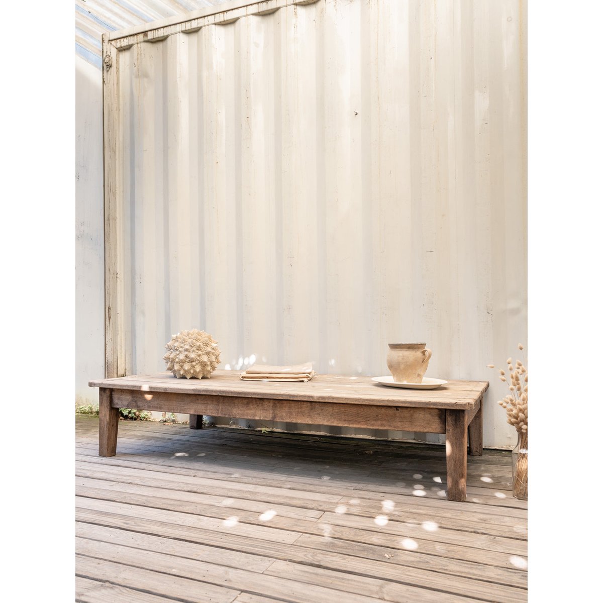 Grande table basse en chêne Léonie N°1123 - Bon état bois foncé, DEBONGOUT