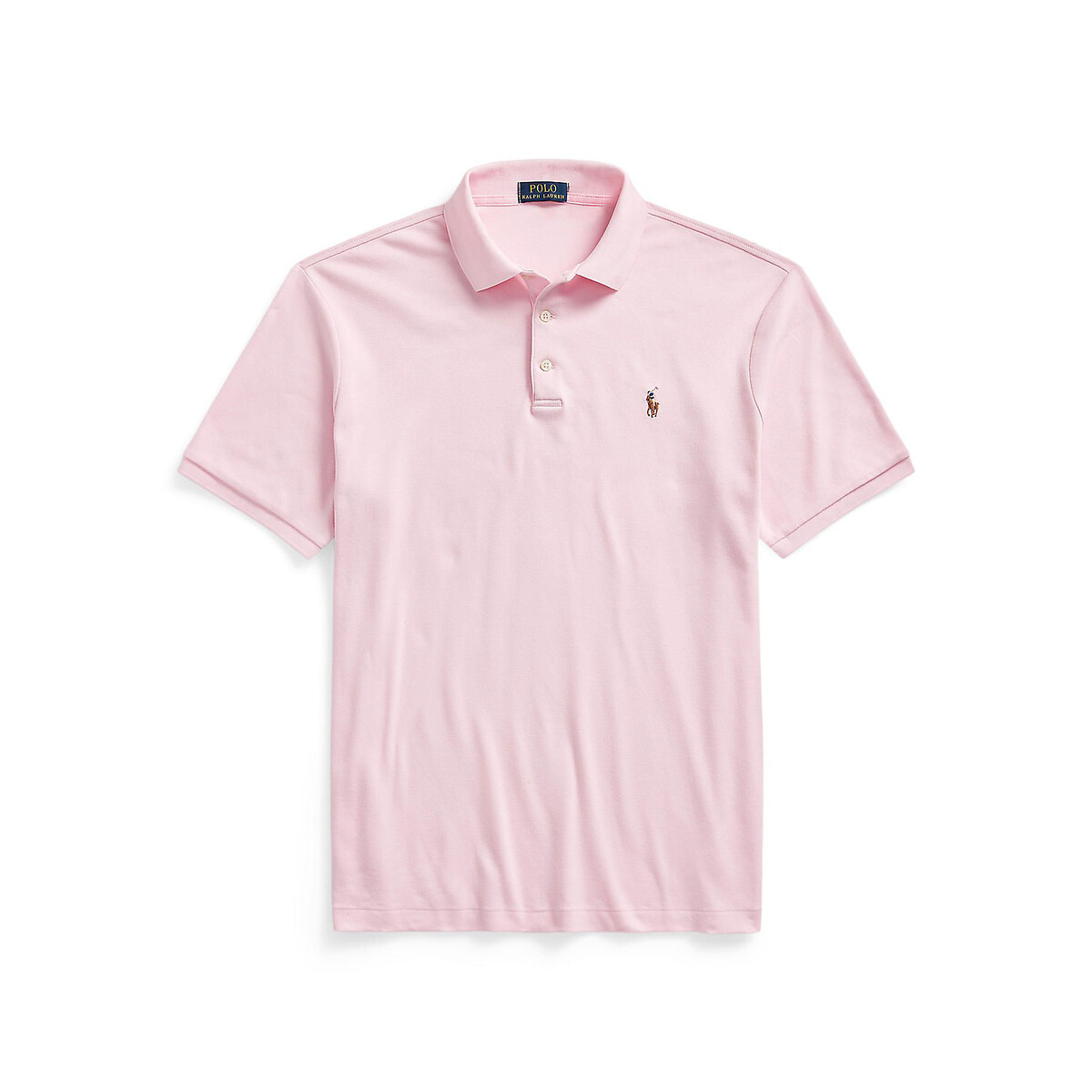 Polo Custom Fit Pima cotone logo ricamato rosa chiaro, POLO RALPH LAUREN