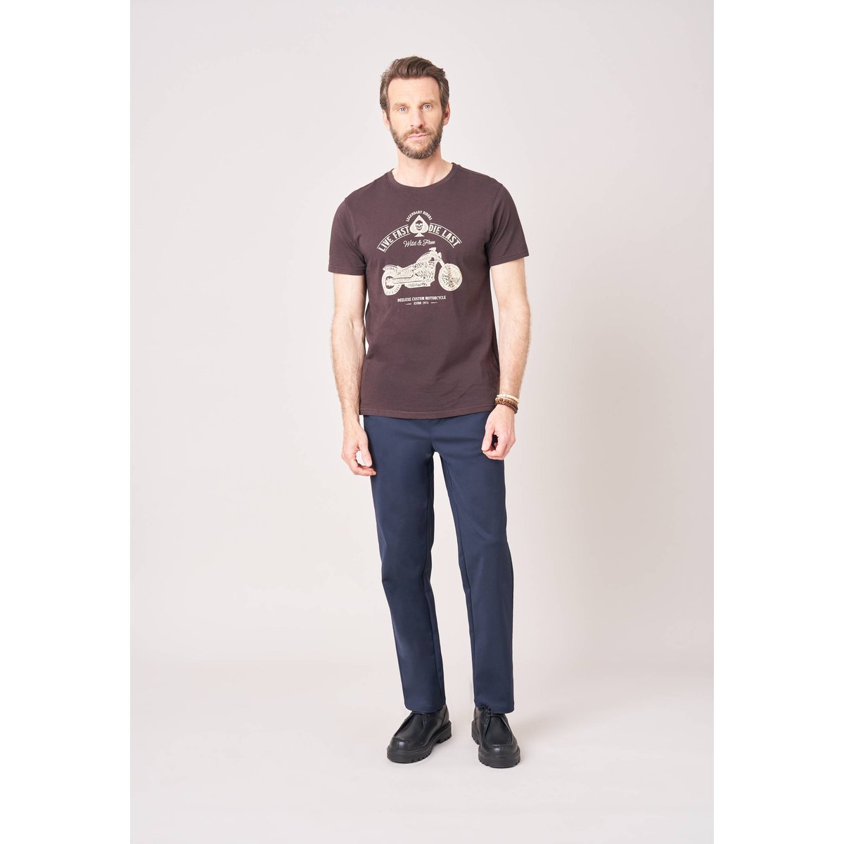 T-shirt homme en 100% coton PARK espresso, DEELUXE