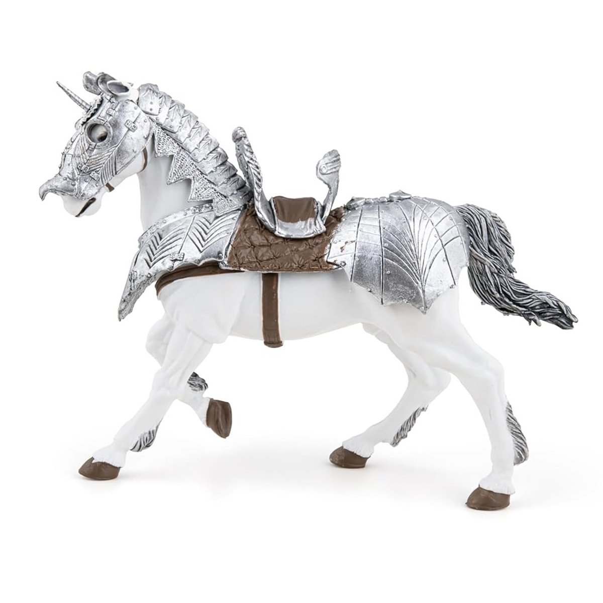 Figurine Cheval en armure gris, PAPO