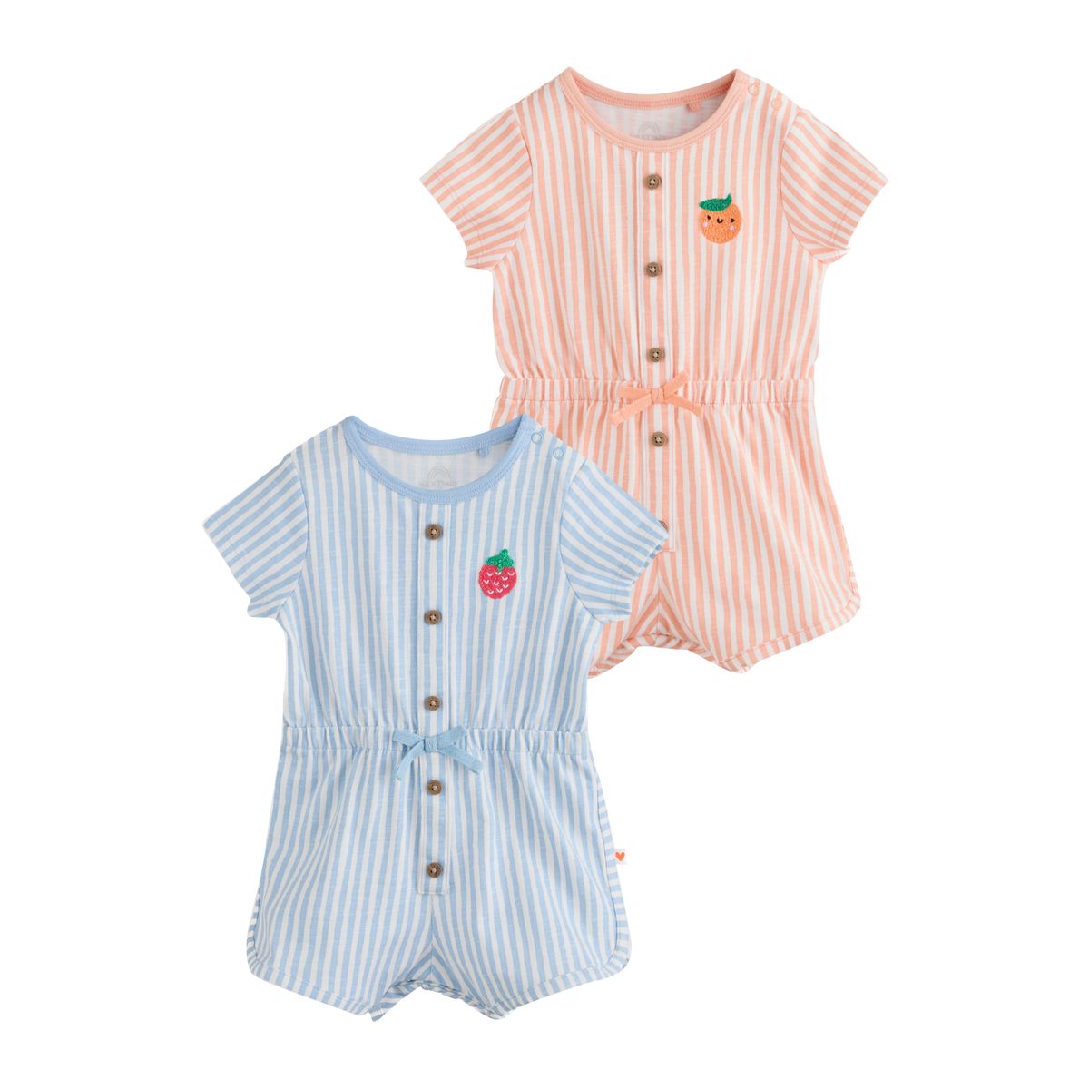 Barboteuse en jersey style sport, lot de 2 rayures bleues et orange, NEXT