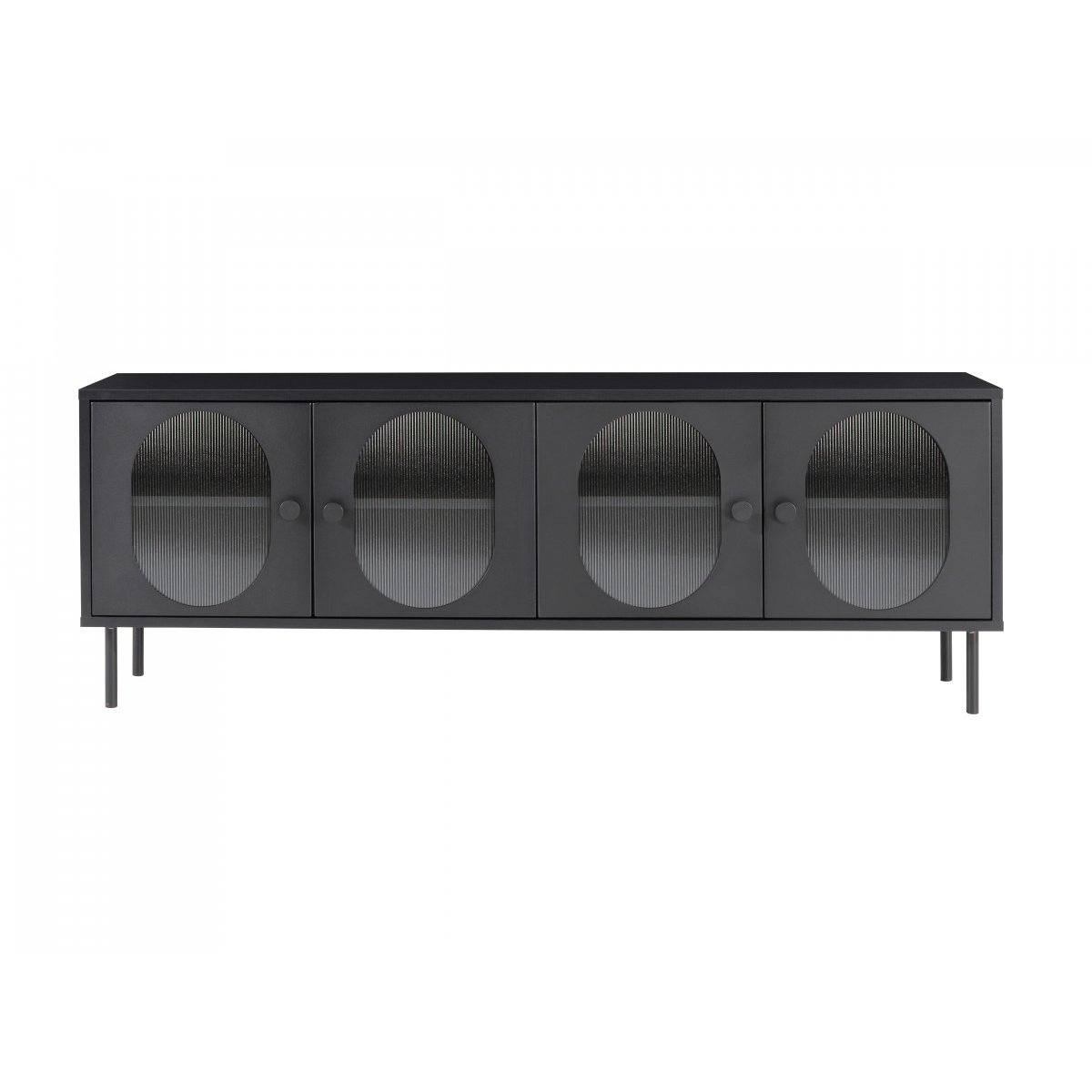Meuble TV 161 cm panneaux de particules, SOHAN noir, BOBOCHIC