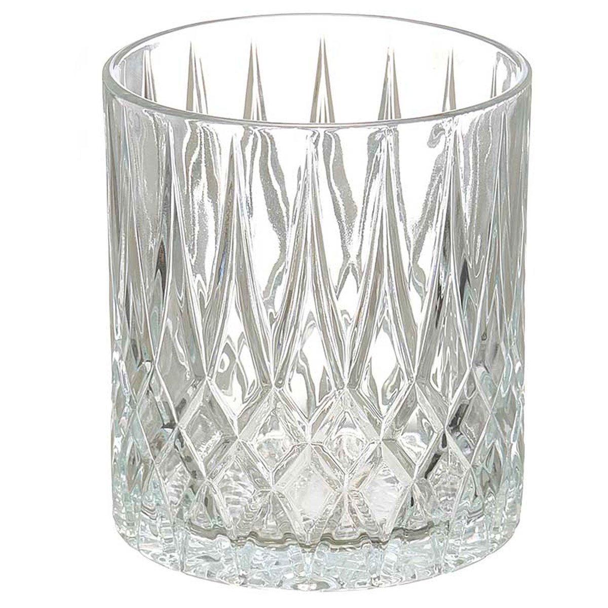 Set de 6 verres à whisky avec motifs embossés losanges 33cl transparent, WADIGA