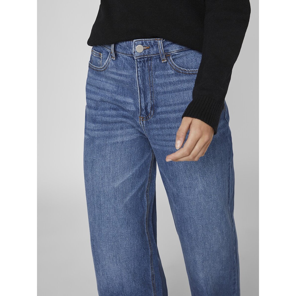 Jeans larghi, vita alta blue denim, VILA
