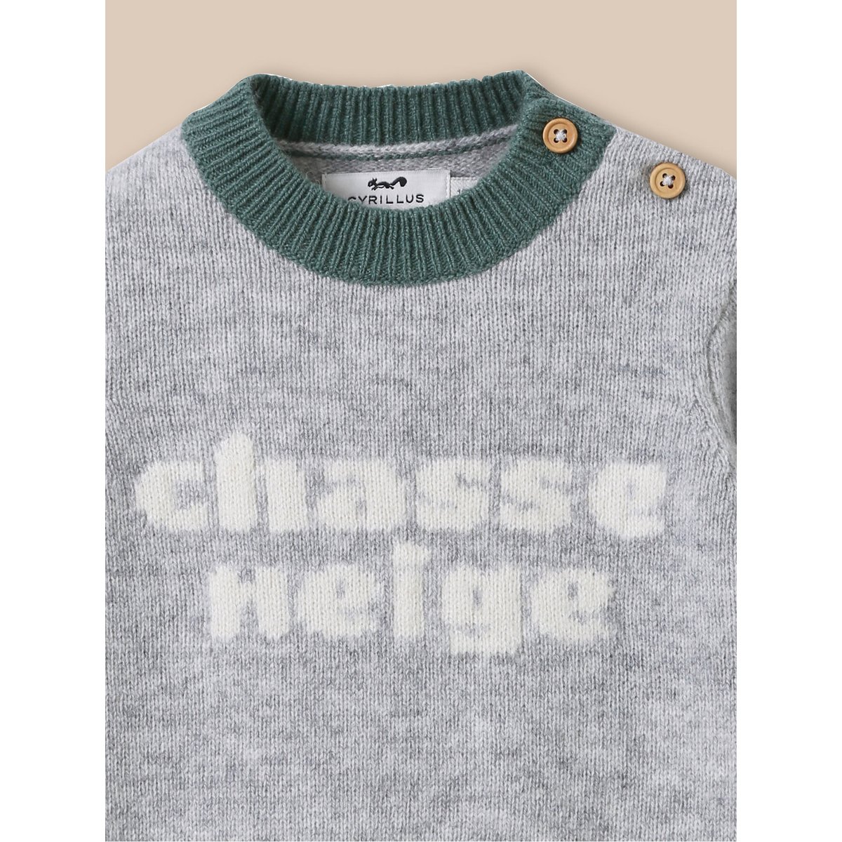 Pull ours  en laine gris chine, CYRILLUS