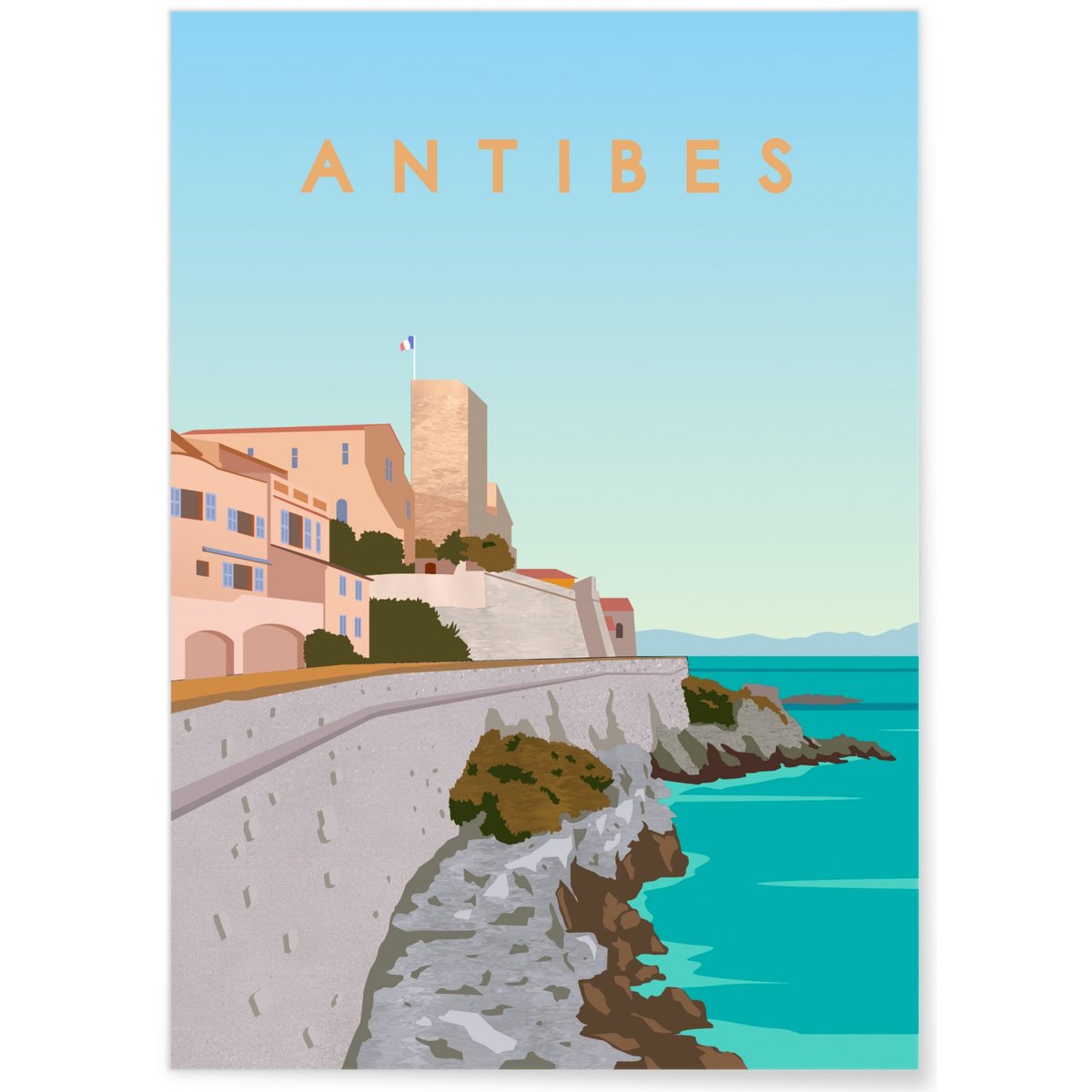 Affiche ville Antibes blanc, L'AFFICHERIE