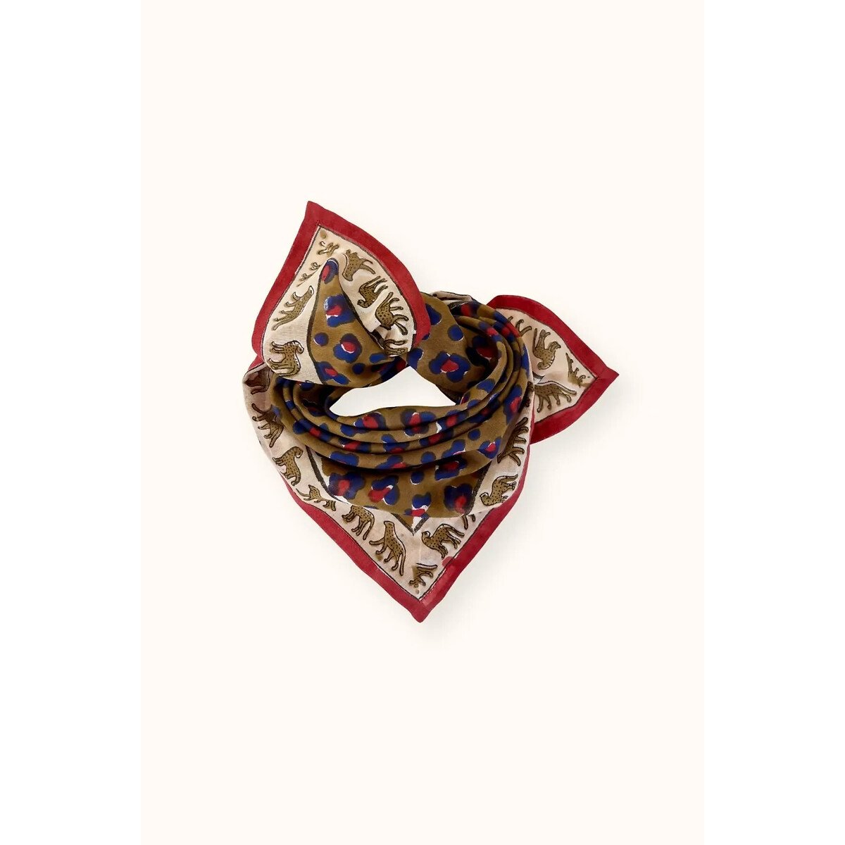 Petit foulard imprimé léopard, DUPITTA imprimé léopard/kaki, APACHES COLLECTIONS