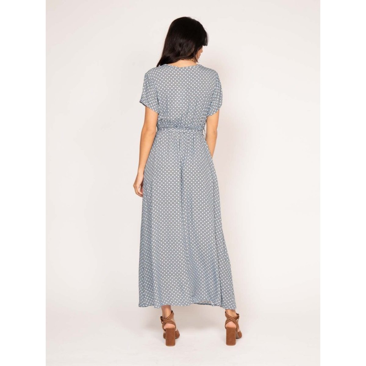Robe Longue Cache Coeur Motifs Icare bleu ciel, DONA LISA