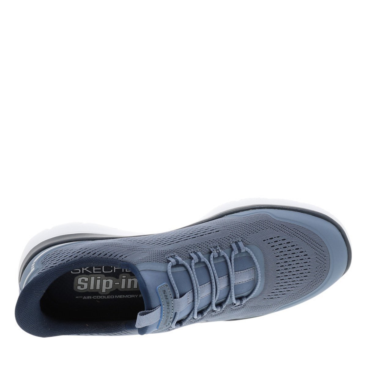 Baskets running bleu marine à semelle plate avec une fermeture slip-on bleu foncé, SKECHERS