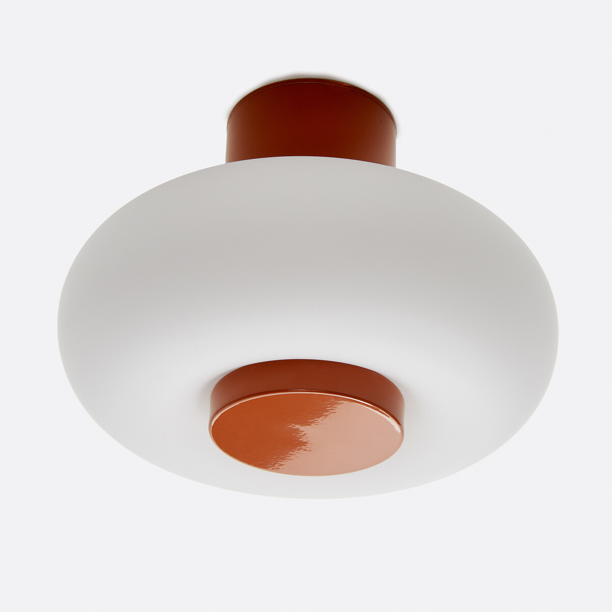 Candeeiro de parede ou de teto, em ferro e vidro opalino, diâmetro 21,5 cm, OMER caramelo, LA REDOUTE INTERIEURS