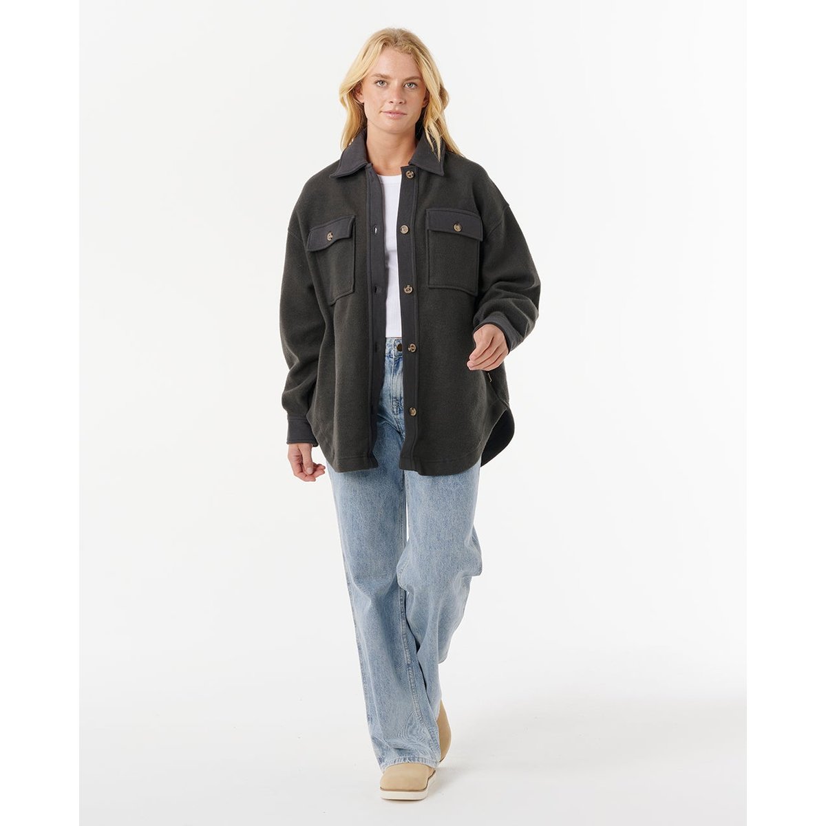 Veste High TIDE Fleece Shacket noir délavé, RIP CURL