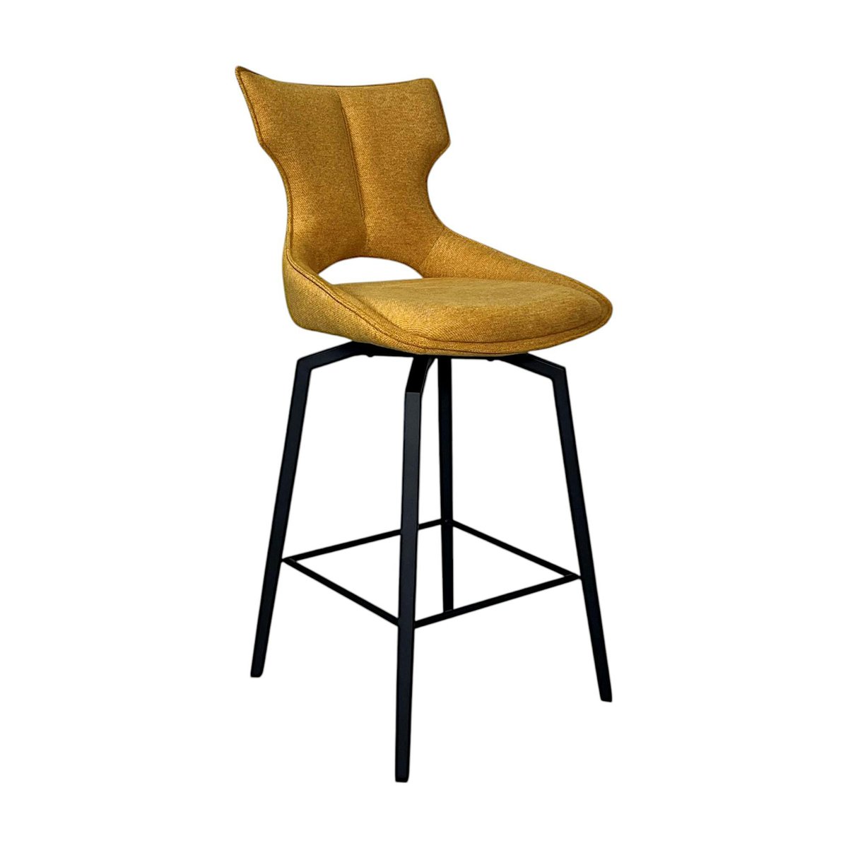 Chaise de bar pivotante en tissu (lot de 2) LOMBARDIE doré, PIER IMPORT