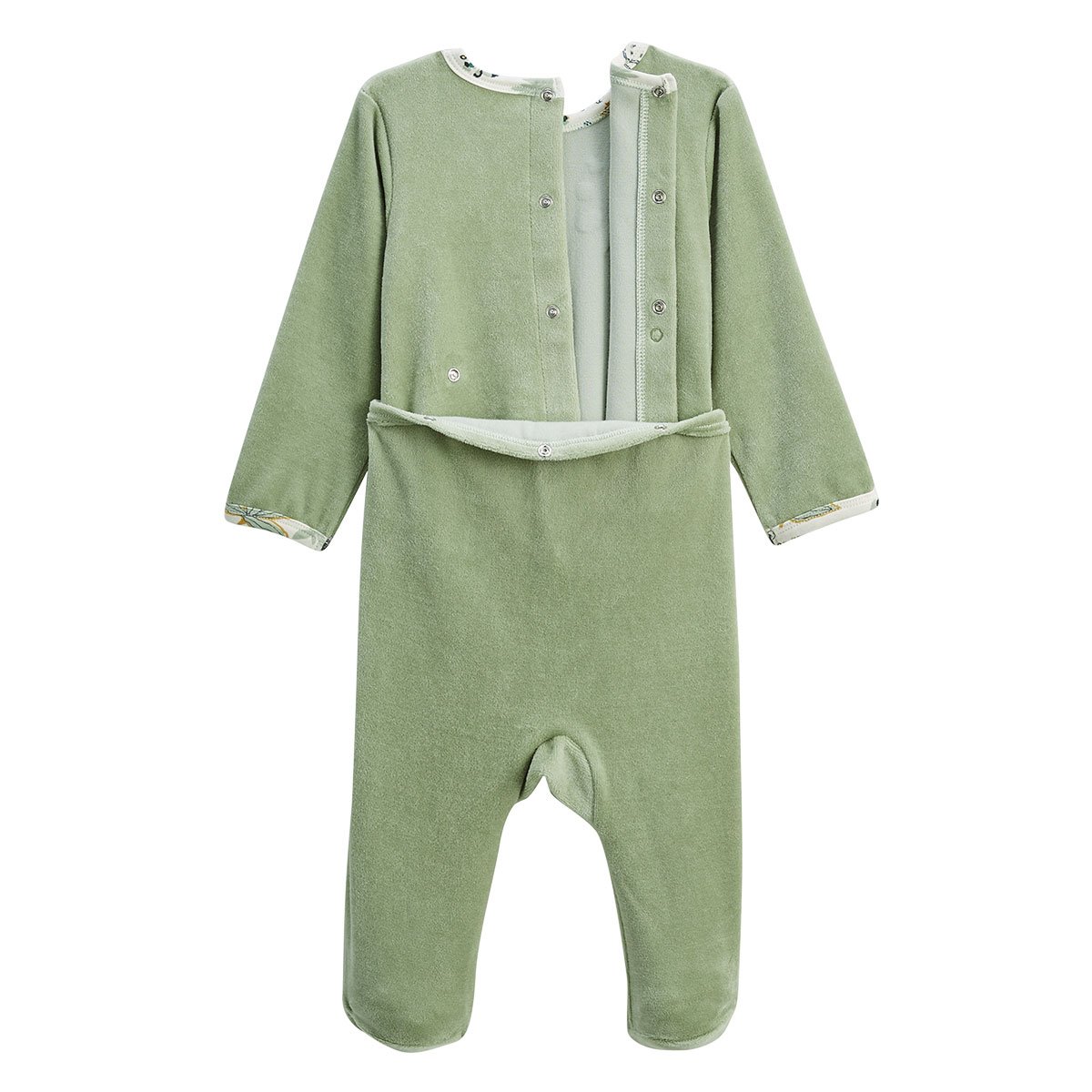Lot de 2 pyjamas bébé en velours Boavista kaki, PETIT BEGUIN