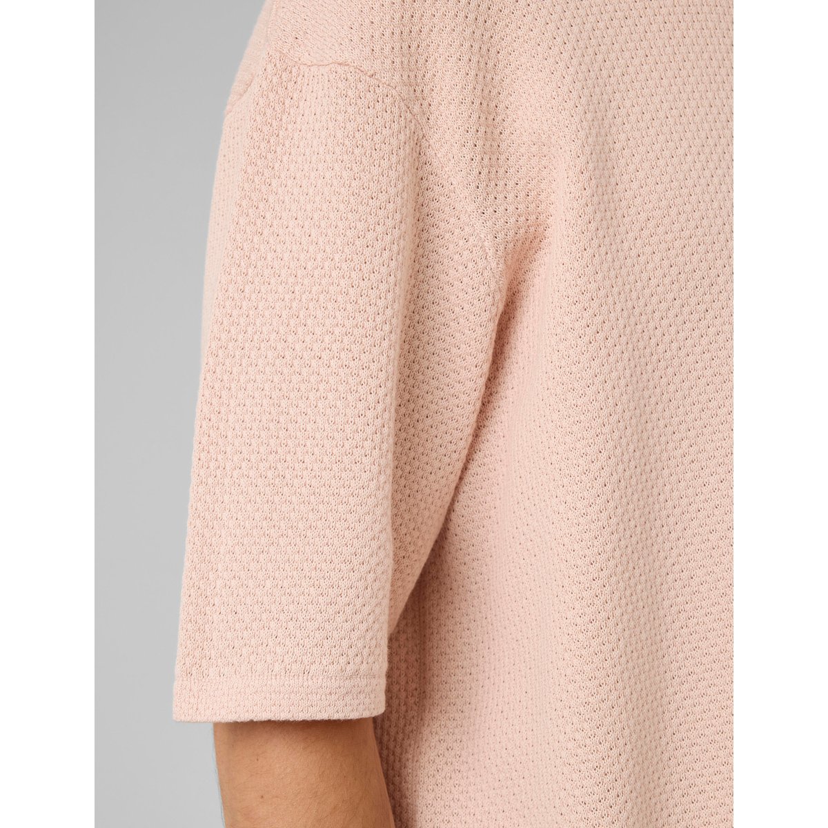 T-shirt maille texturée rose pâle, BZB