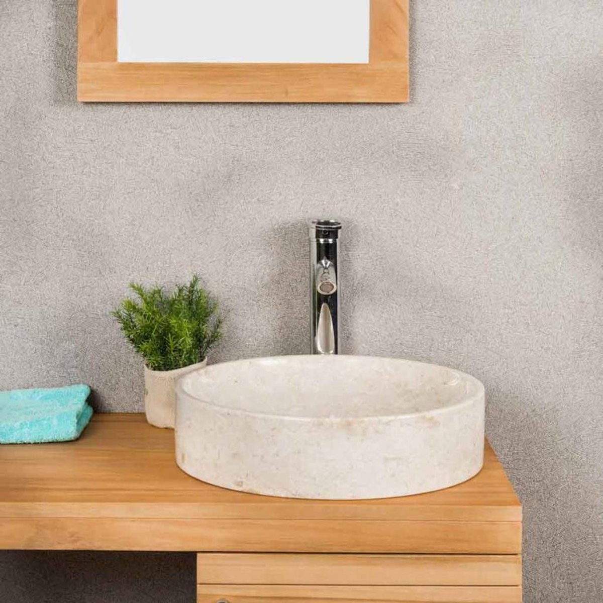 Vasque en marbre ronde à poser MINO crème, WANDA COLLECTION