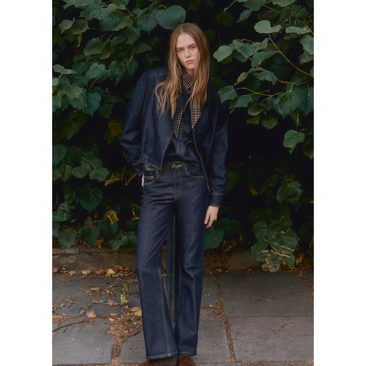 Jean détail similicuir bleu, MANGO