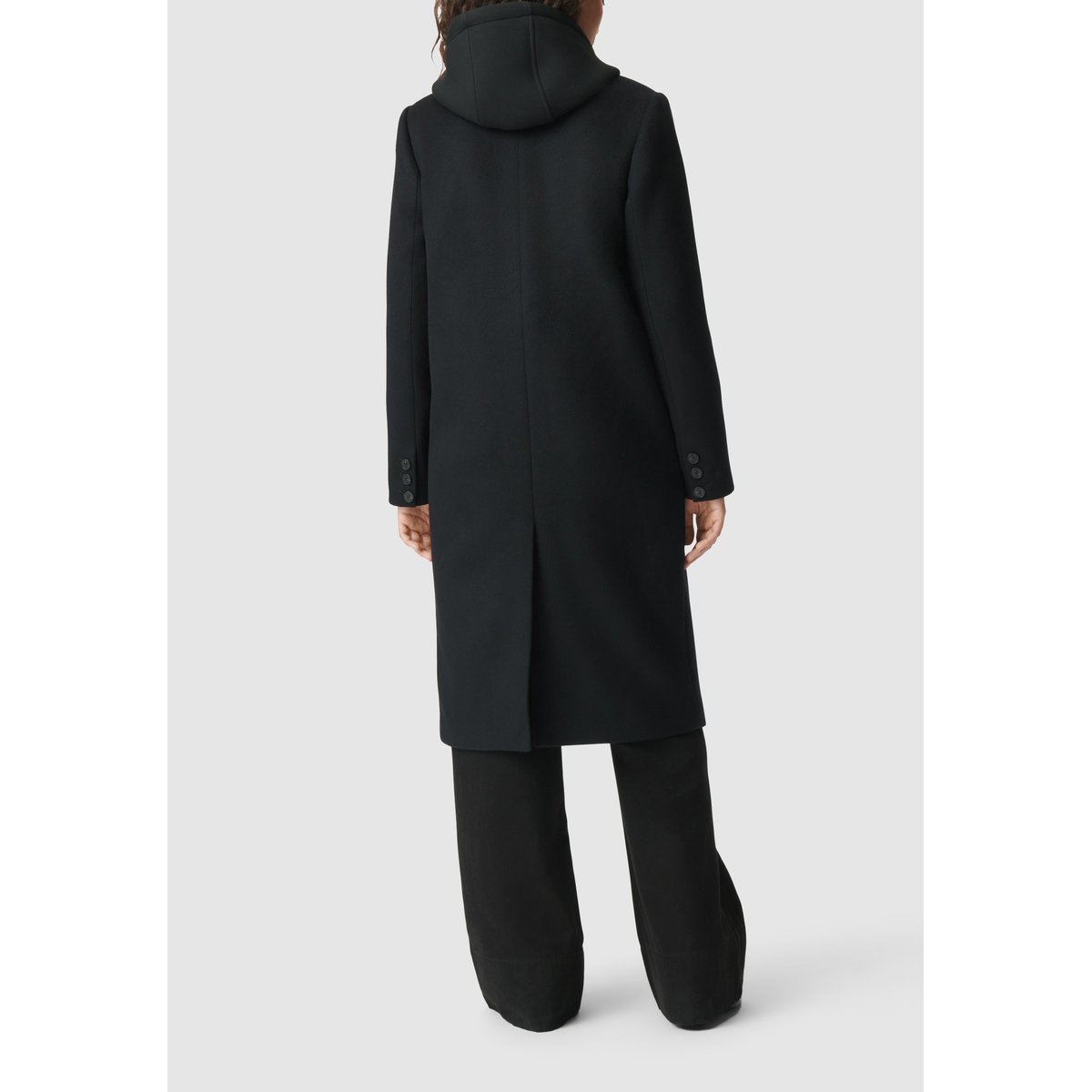 Manteau long parementure à capuche amovible noir, IKKS