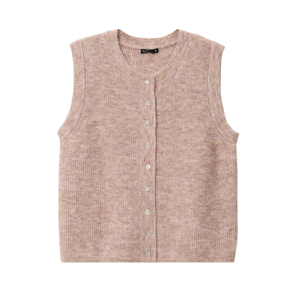 Gilet droit mi-long sans manches creme, BREAL