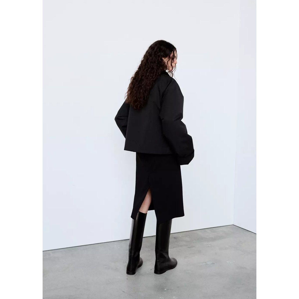 Parka coton en velours côtelé noir, MANGO