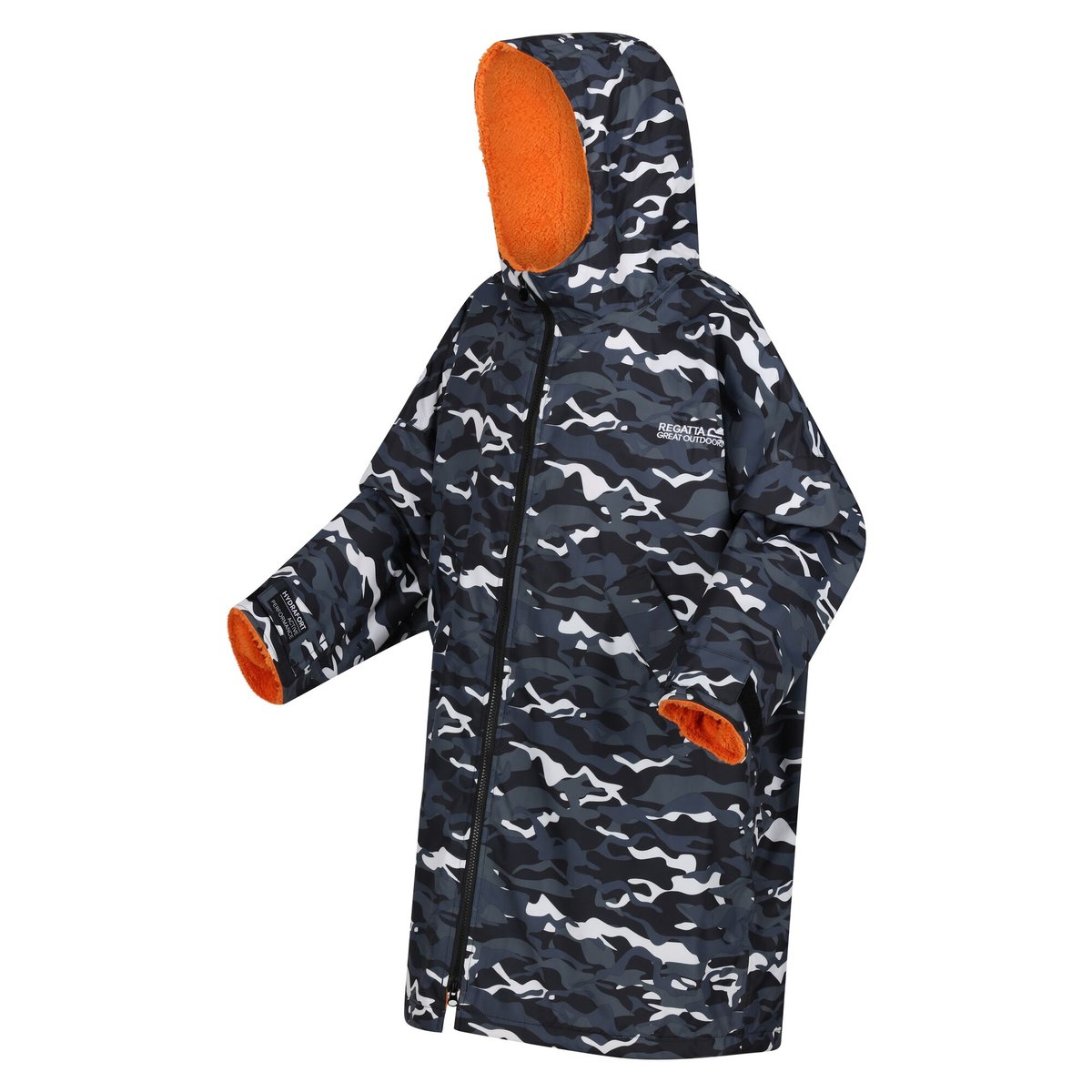 Peignoir à langer imperméable motif/style camouflage noir / orange, REGATTA