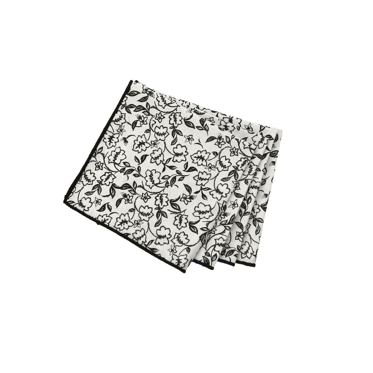 Lot de 4 serviettes de table en coton recyclé à motifs LINETTE blanc, TOILINUX