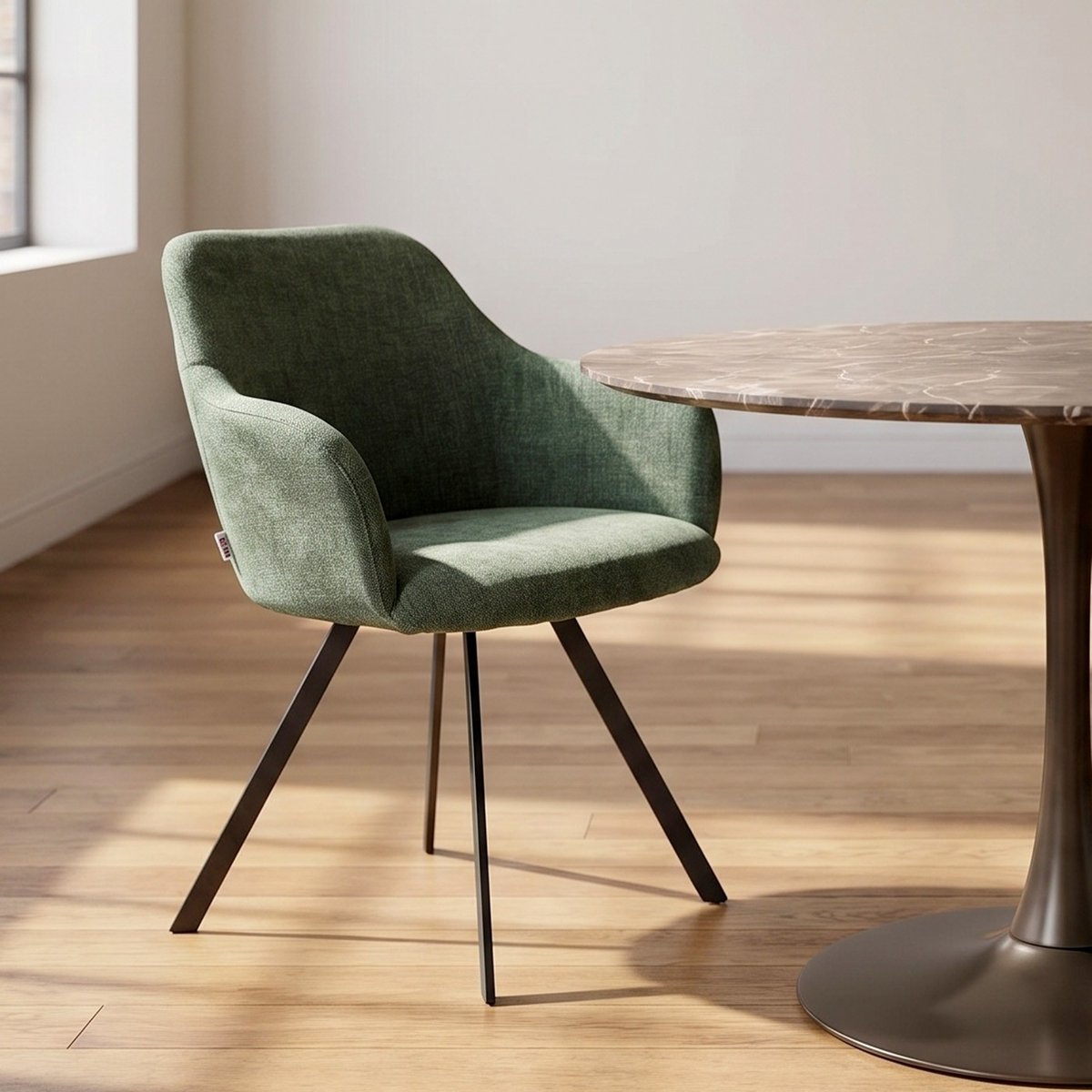 Chaise avec accoudoirs pivotante, LADY vert, KARE DESIGN